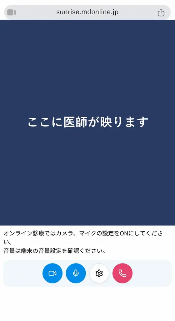 STEP4「ビデオ通話で診察を受ける」の実際の画面:医師とビデオ通話で話します